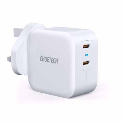 Picture of Choetech Choetech Dual PD40W USB-C UK Mains Charger in White (No Cable)